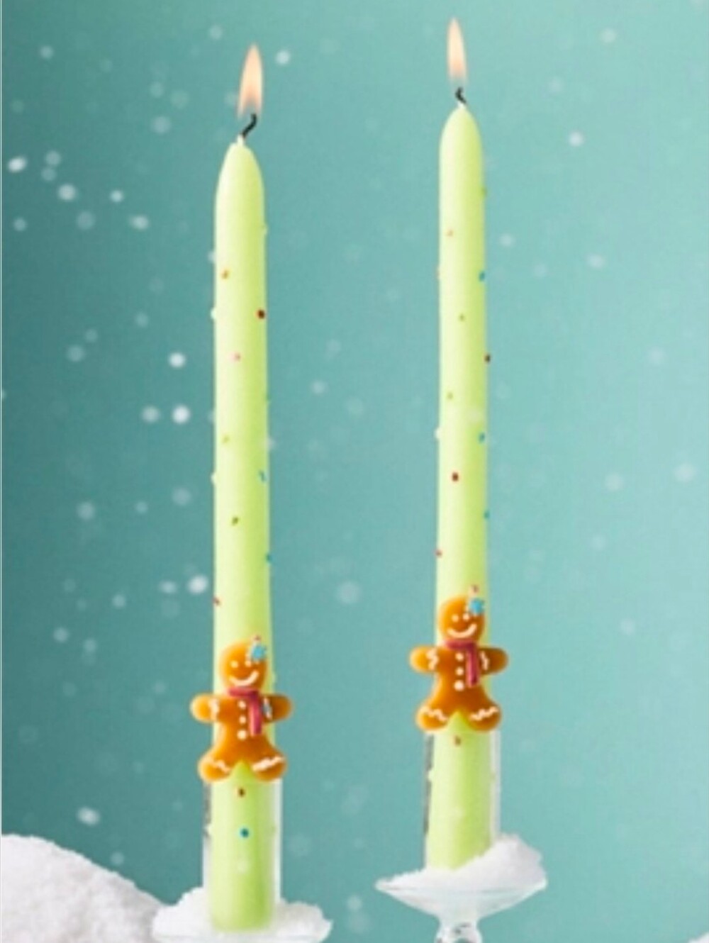 Festive Icon Taper Candles ~ Set Of 2 ~ Gingerbread